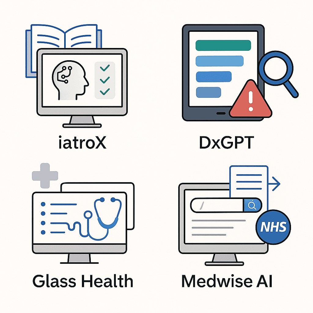 iatroX, DxGPT, Glass Health, Medwise AI: Responsible clinical AI for differentials & reasoning (a 2025 guide)